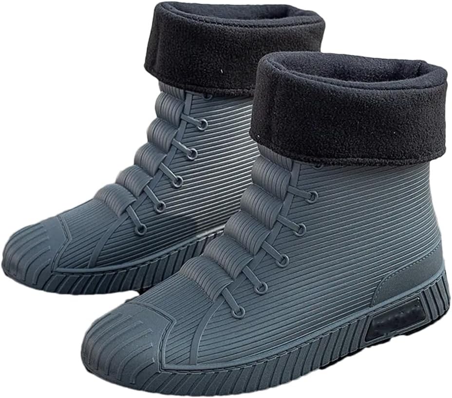 

Wjnvfioo Модные мужские и женские резиновые сапоги, сапоги до середины голени, водонепроницаемые ботинки, удобные, противоскользящие рыболовные обувь, серый