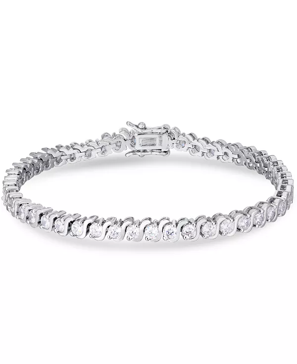 

Браслет из звеньев "S" с кубическим цирконием, посеребренный Macy'S, silver