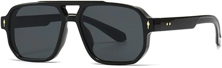 

Солнцезащитные очки в стиле ретро с двойной перемычкой для женщин, градиентные линзы, защита от УФ-излучения UV400, заклепки для мужчин DSXLY, Black Gray