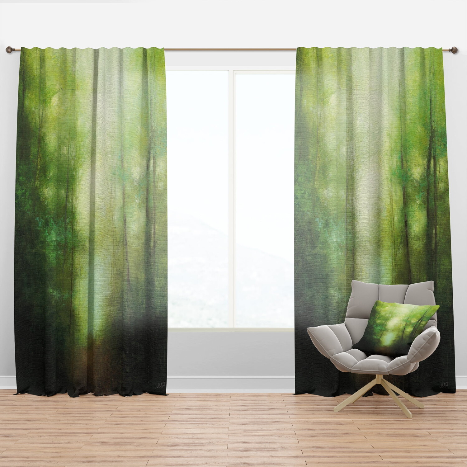 

Панно для штор Designart Light Into the Clearing Forest, зеленый
