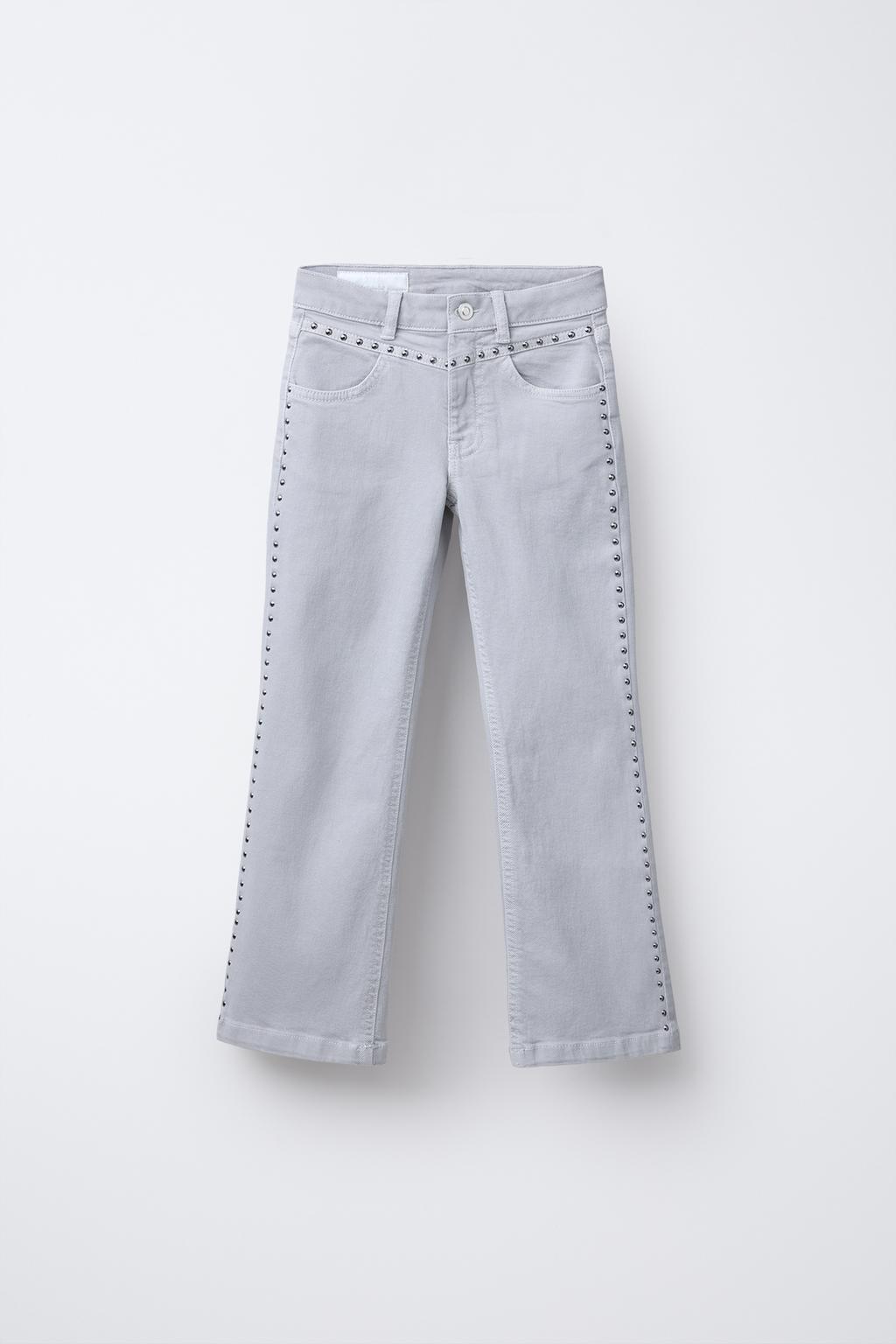 

Расклешенные джинсы с шипами ZARA, серый