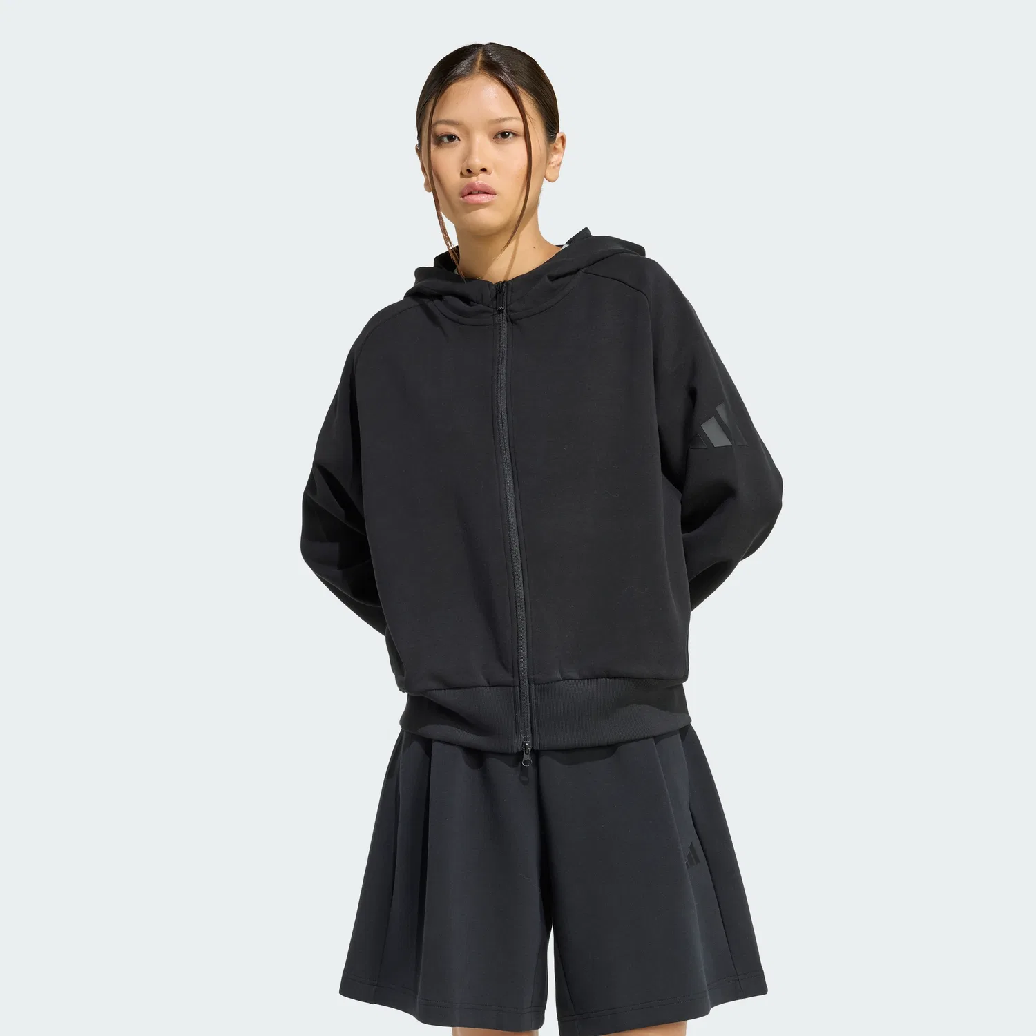 Женская мягкая худи на молнии Soft Luxe чёрного цвета от Adidas