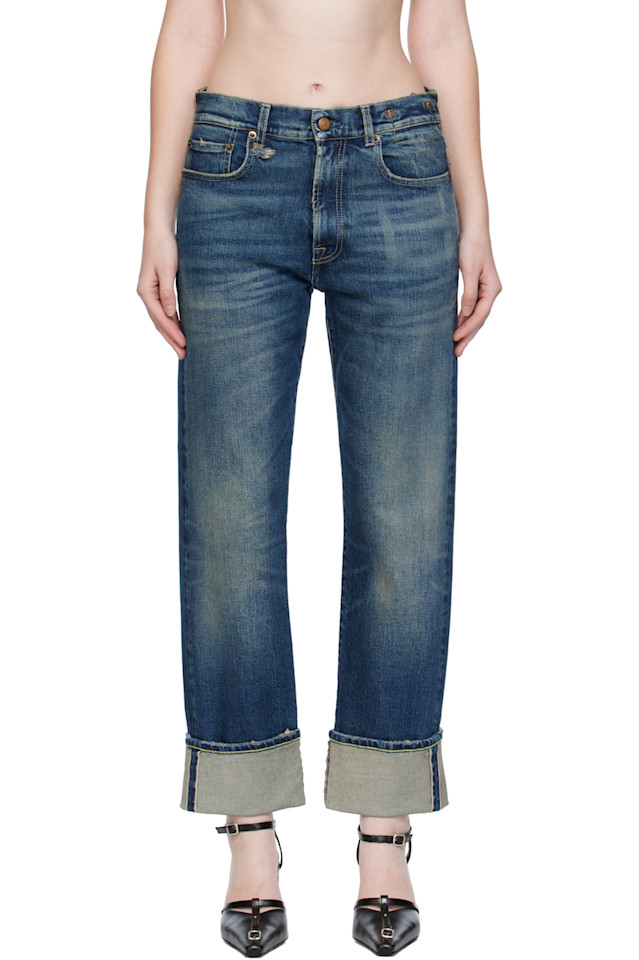 

R13 Синие джинсы «Ромео» с подворотами