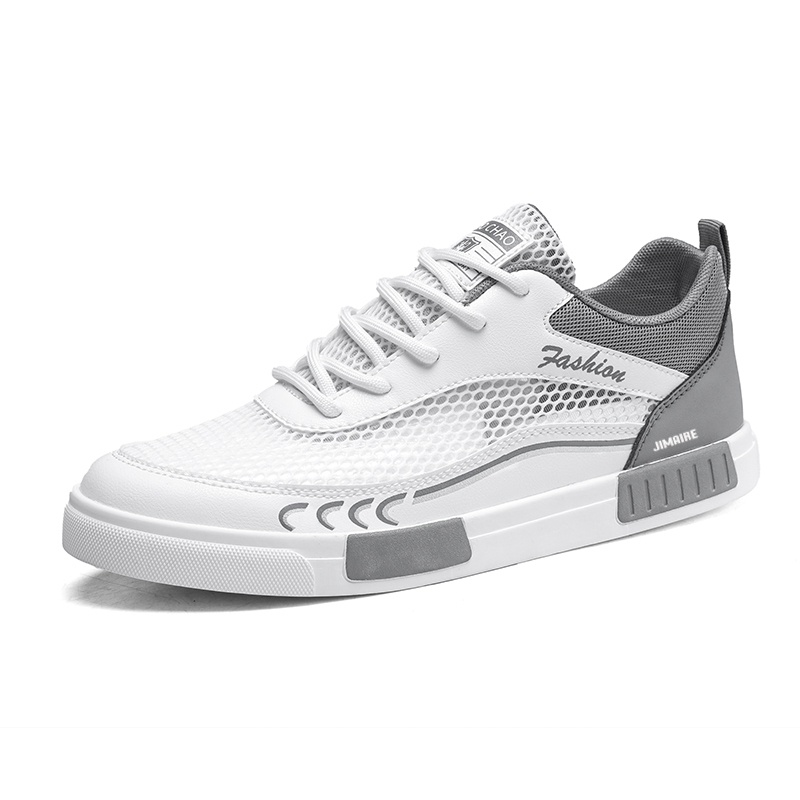 

King Jinmai Скользостойкие амортизирующие износостойкие легкие дышащие низкие скейтбордские кроссовки мужские бело-серые, цвет White Gray