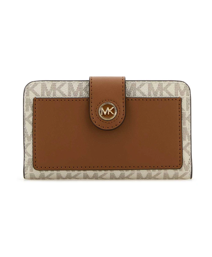 

Стильный кожаный кошелек с принтом. Michael Kors, коричневый