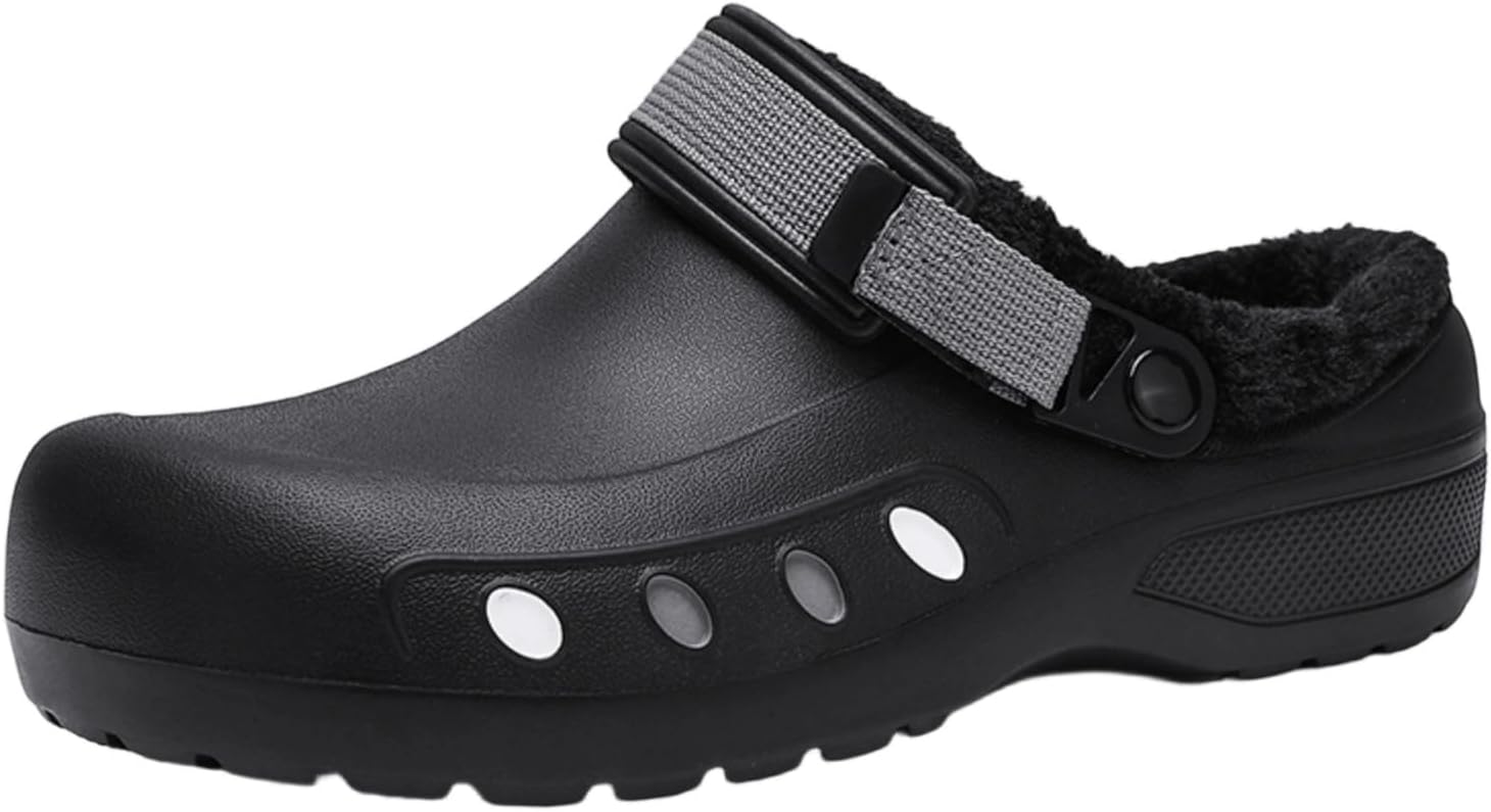 

Зимние сабо для женщин и мужчин Eliogn - теплые тапочки с искусственным мехом, легкие, водонепроницаемые, устойчивые к маслу, для дома и улицы, с противоскользящей подошвой, серый