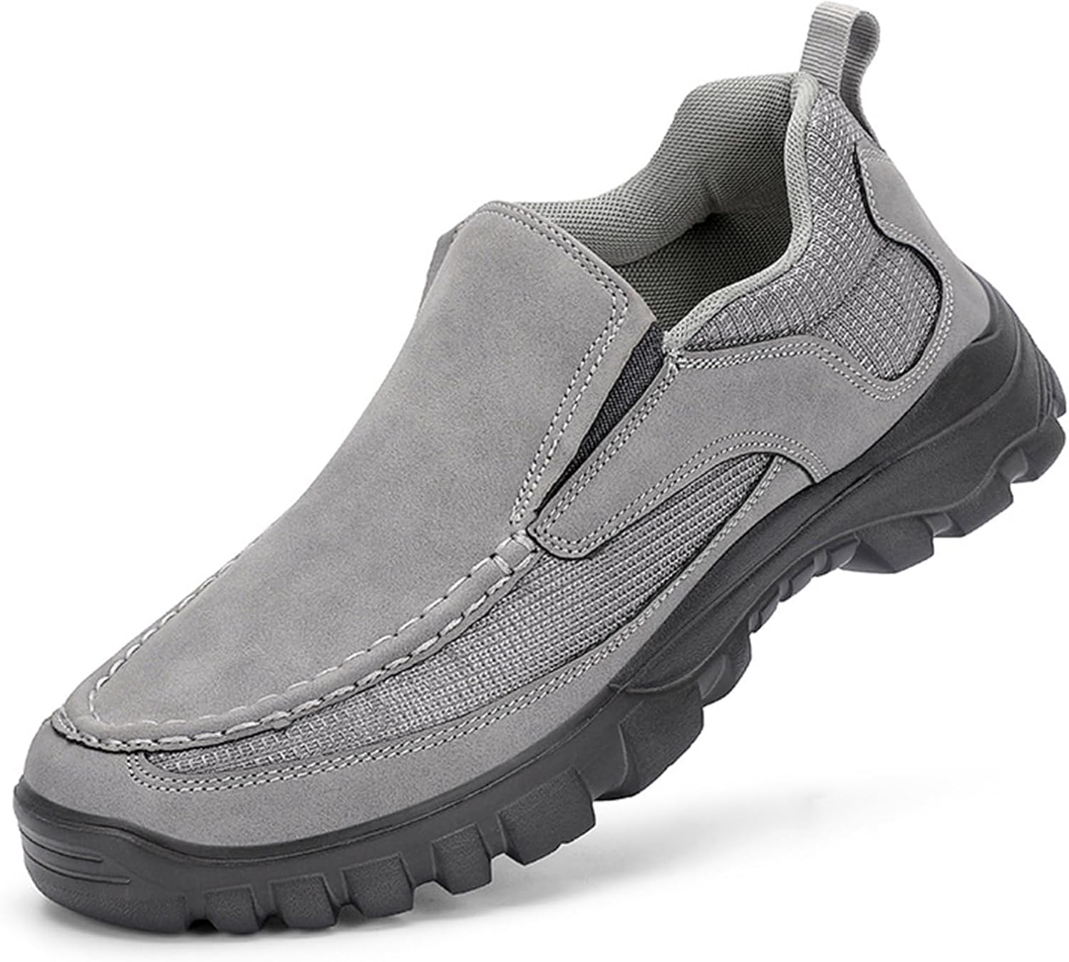 

Мужские лоферы из натуральной кожи с дышащей поддержкой свода стопы, мягкие и комфортные, на каждый день, деловые, без шнурков, противоскользящие, и ходьбы Qooel, серый