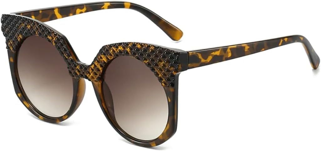 

Модные солнцезащитные очки большого размера для женщин, ретро-круглые солнцезащитные очки с защитой от УФ-излучения UV400 для мужчин, солнцезащитные очки с градиентным покрытием TVTBBVV, Leopard Tea