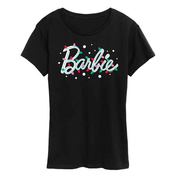 

Женская футболка с логотипом и праздничными огнями Barbie, черный