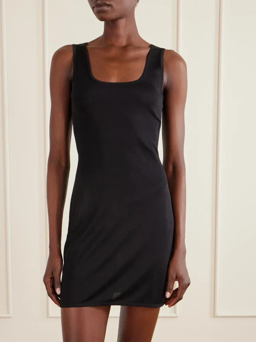 Платье из эластичного трикотажа Saint Laurent, черный — фото 3