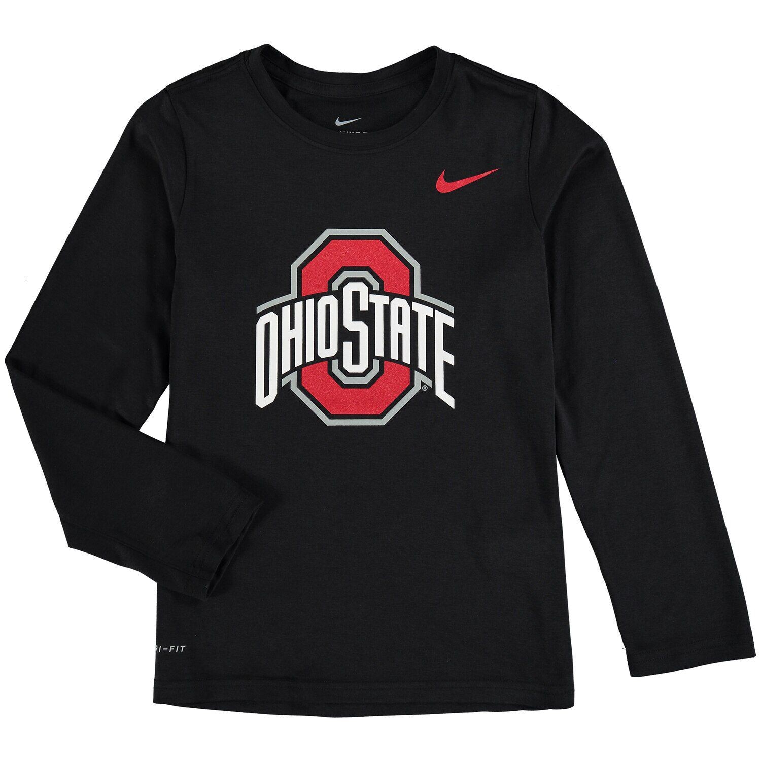 

Молодежная футболка с длинным рукавом и логотипом Nike Heathered Black Ohio State Buckeyes Legend Nike