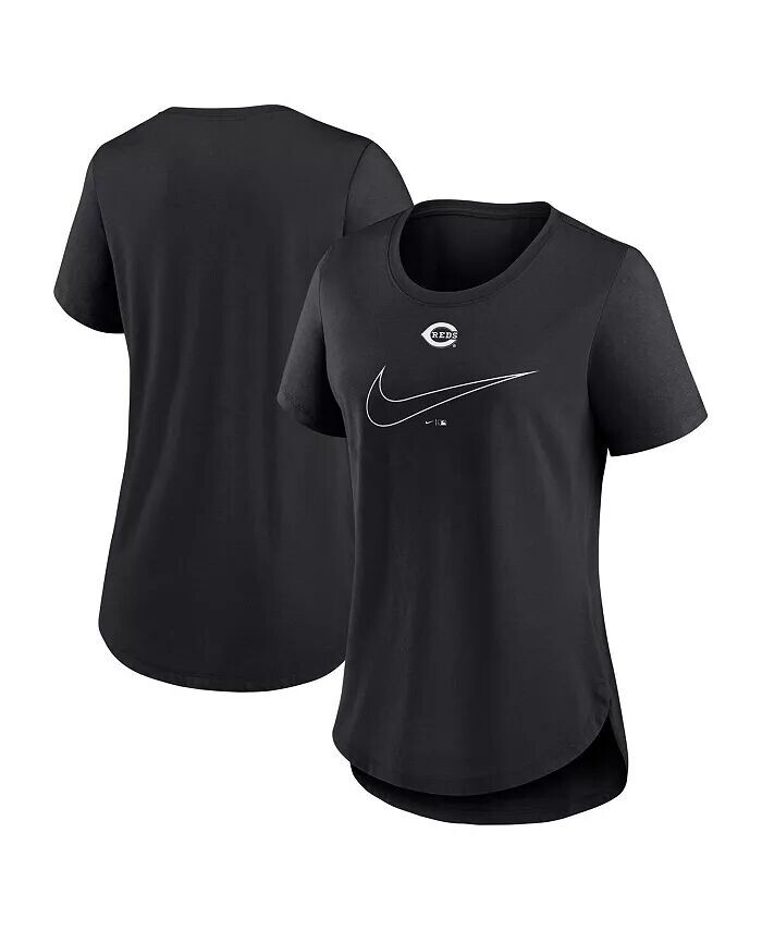 

Женская черная футболка с круглым вырезом Cincinnati Reds Big Swoosh Tri-Blend Nike, черный