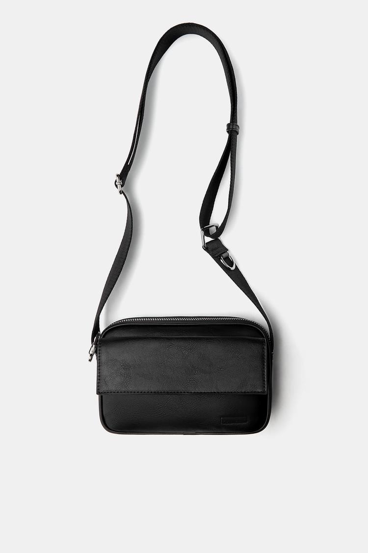 

Сумка через плечо с клапаном Pull And Bear, черный