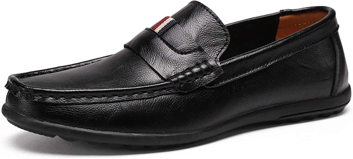 Лоферы кожаные мужские повседневные, Black Asifn