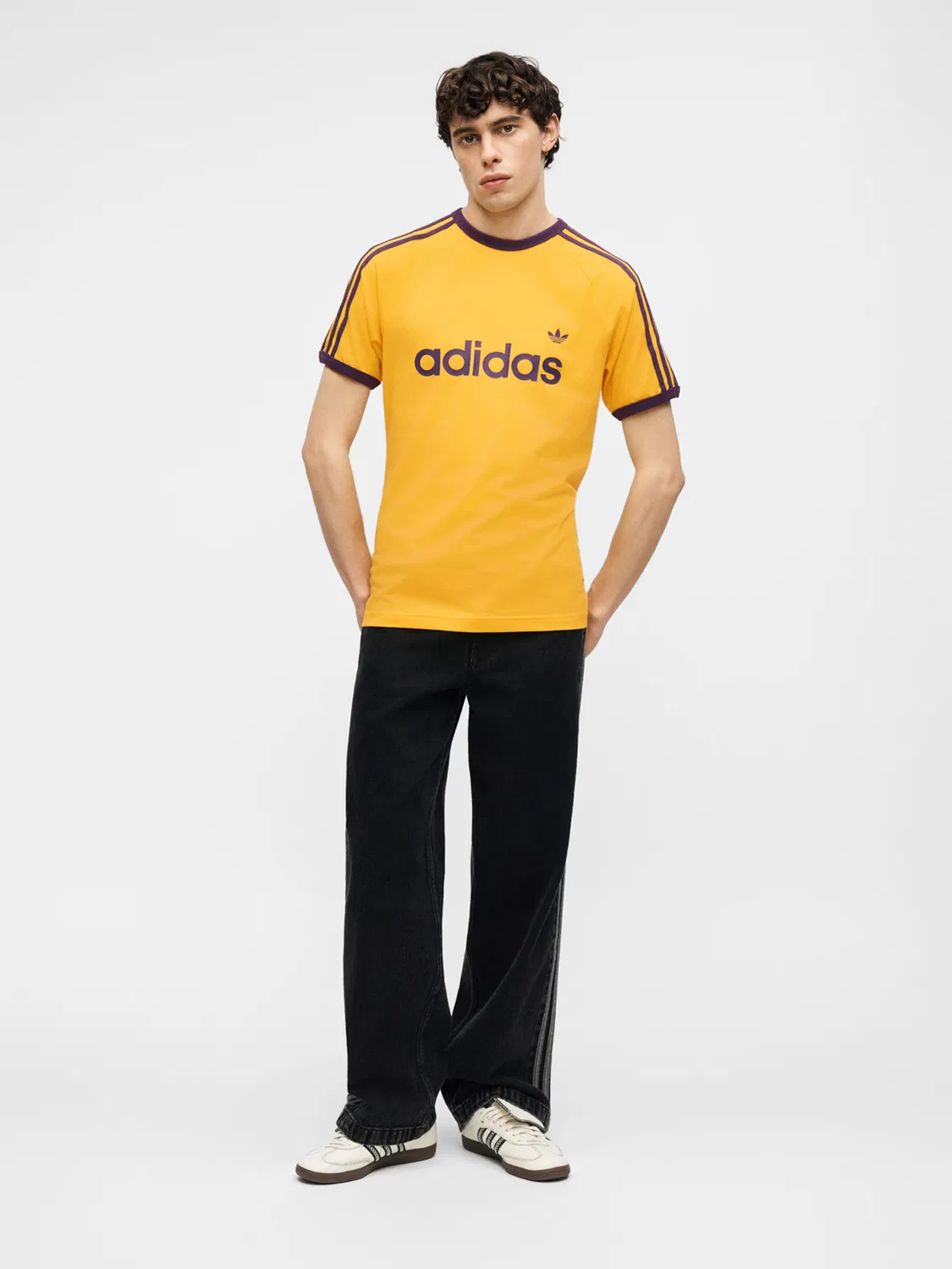 Футболка Adidas Originals Ringer желтого цвета — фото 4