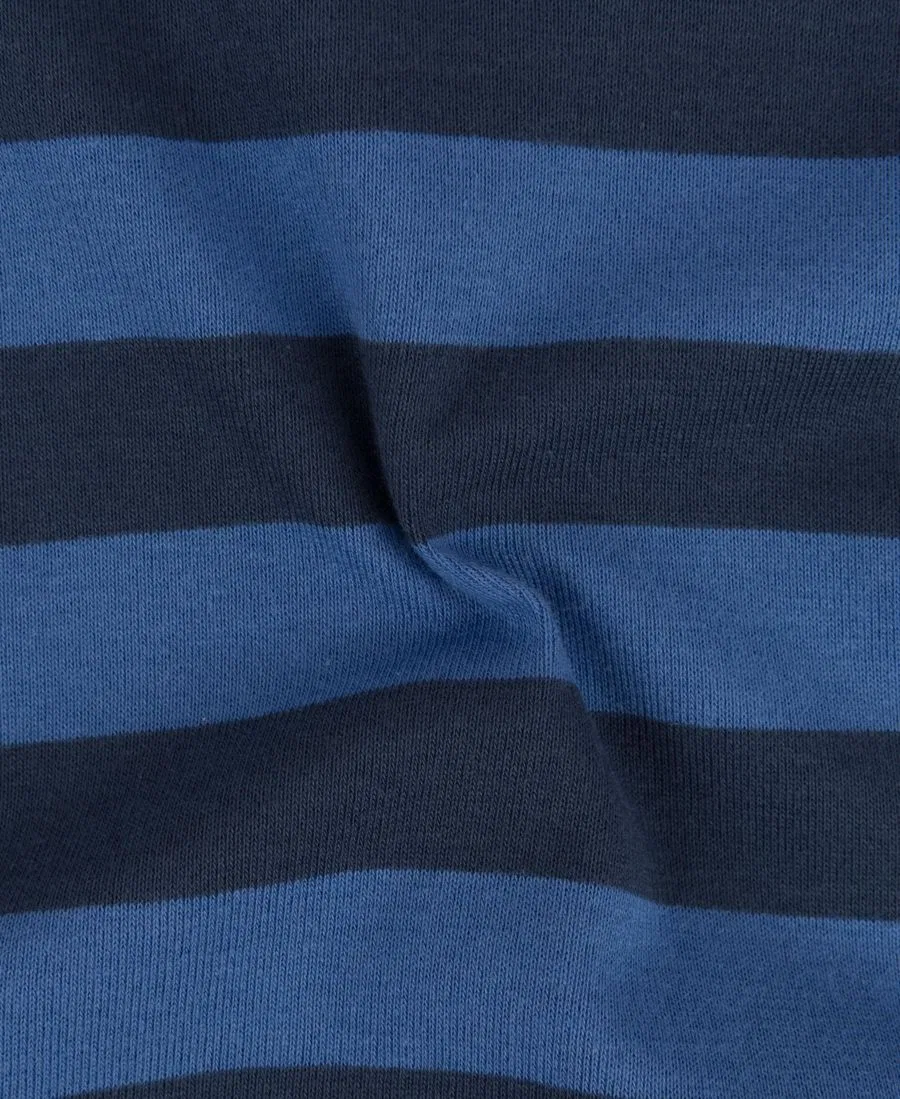 Пижама детская из хлопка с коротким рукавом и шортами, в полоску Leveret, Blue & Navy Stripes — фото 2