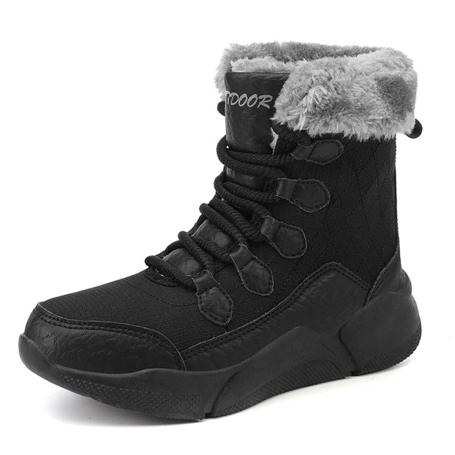 Детские зимние ботинки для девочек Padded Thick Warm Cotton Waterproof Non-Slip EODJXIO, Nero