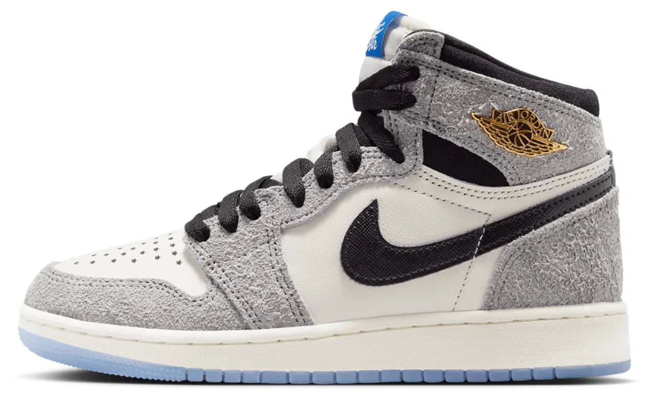 Кроссовки для мальчиков Retro 1 High OG Jordan, цвет Cool Grey/Black/Game Royal — фото 2
