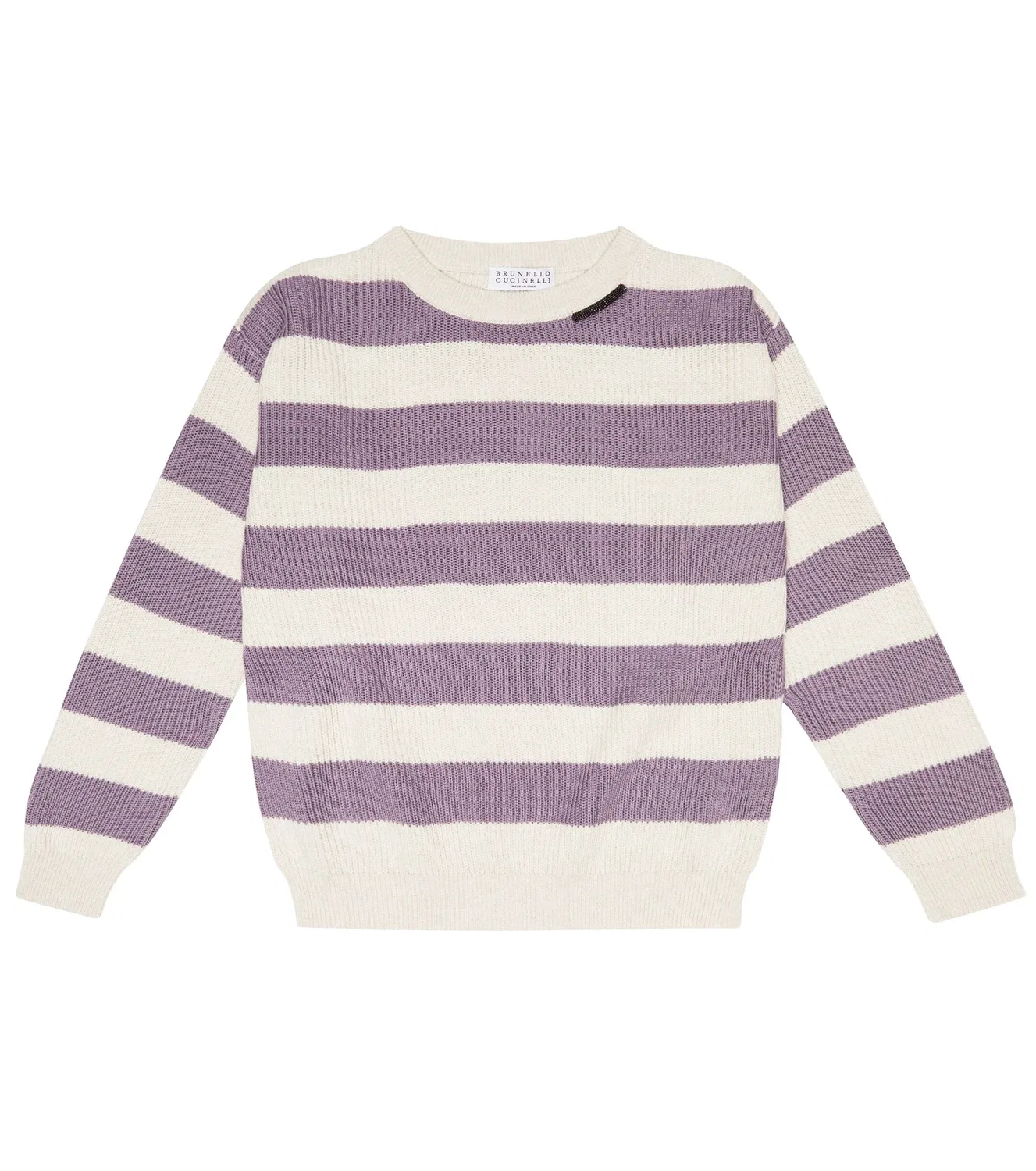 Свитер полосатый Brunello Cucinelli Kids, фиолетовый