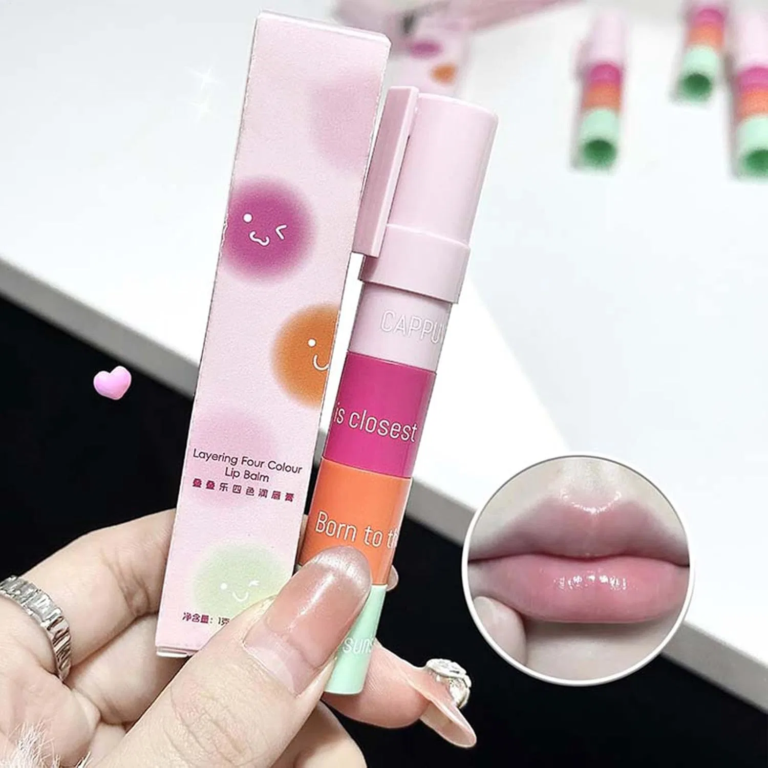 Тinted Lip Balm, 4 Colours, Natural Shine with Filling Effect, 4 x 1 g Generisch — фото 3