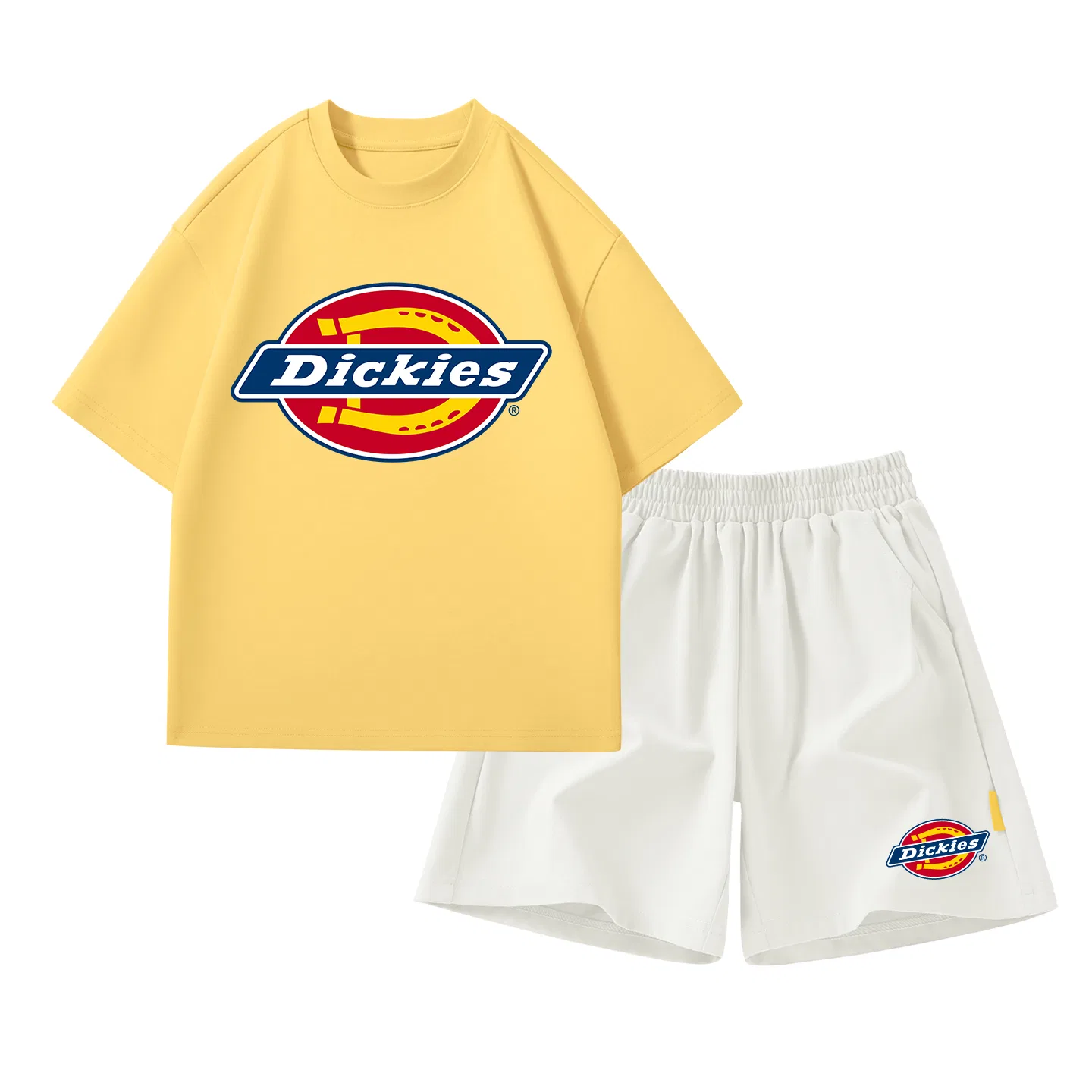 Детский комплект спортивной одежды с принтом Dickies, Cheese Yellow/Mist White