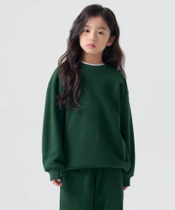 Свитшот оверсайз с начесом, Musinsa Standard Kids, зеленый