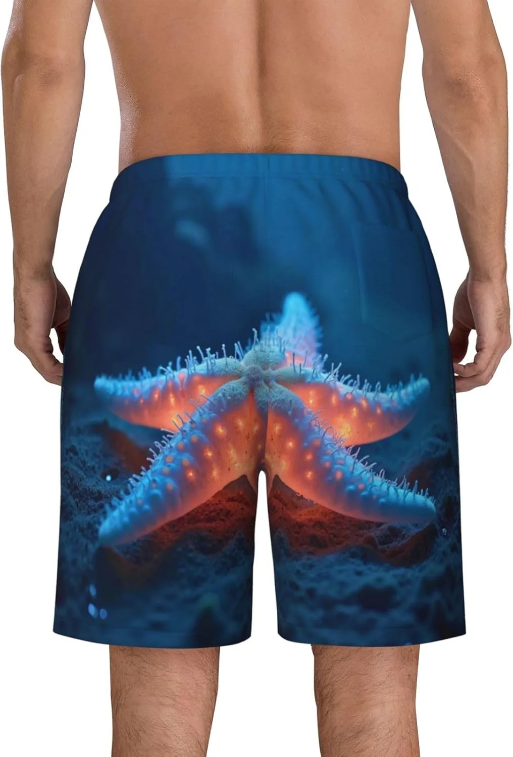 Мужские пляжные шорты Starfish Ocean, мужские плавки, шорты для плавания с карманами, купальники Generic, черный — фото 4