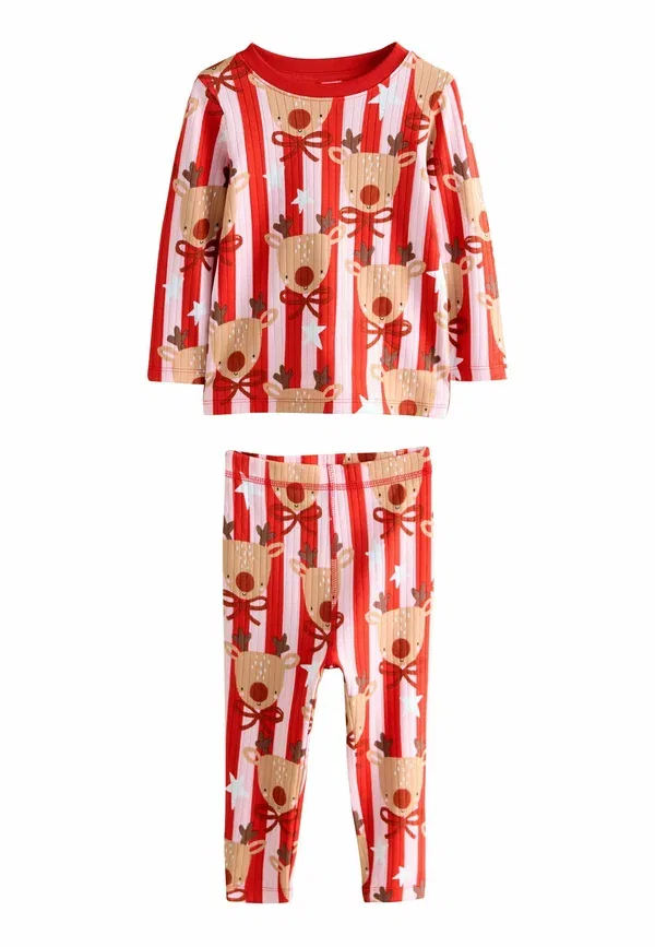 Пижамный комплект из хлопка Christmas Set Next, Red/Pink Stripe Reindeer, розовый