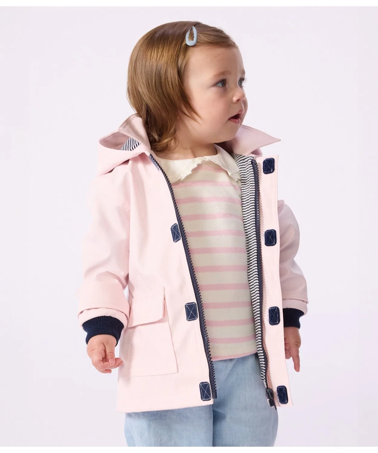Детская горная куртка средняя длина с капюшоном PETIT BATEAU, Light Pink
