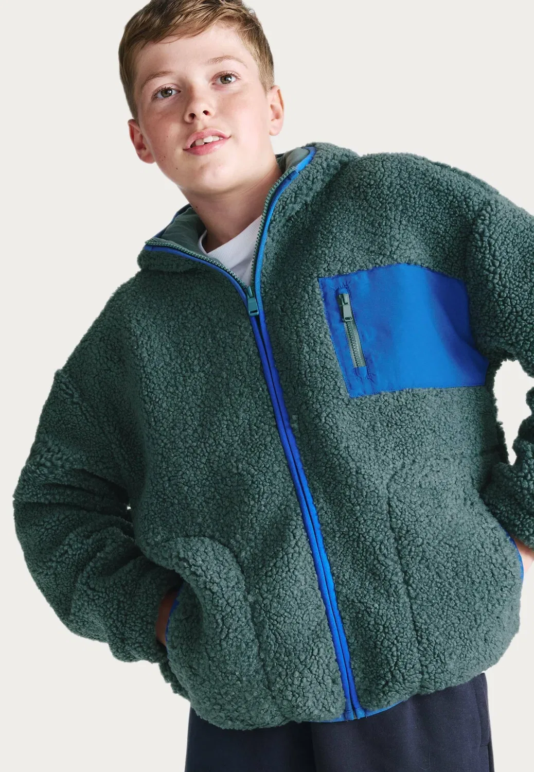 Куртка унисекс из искусственной кожи с застежкой-молнией Marks & Spencer, Green — фото 4