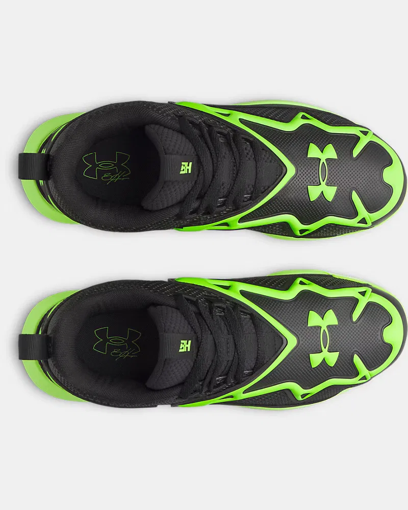 Бейсбольные бутсы для мальчиков с литой подошвой TPU UA Harper 11 TPU Jr. UnderArmour, Black/Hyper Green — фото 3