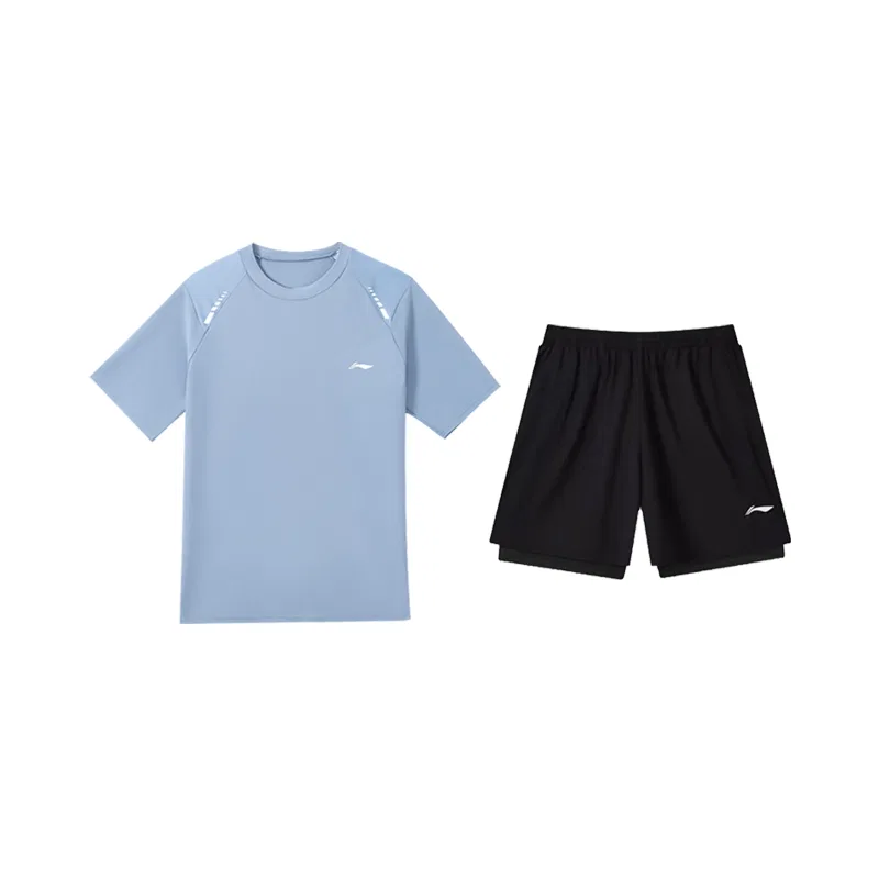Детский комплект из футболки с коротким рукавом и шорт, Li-Ning, Blue/Black