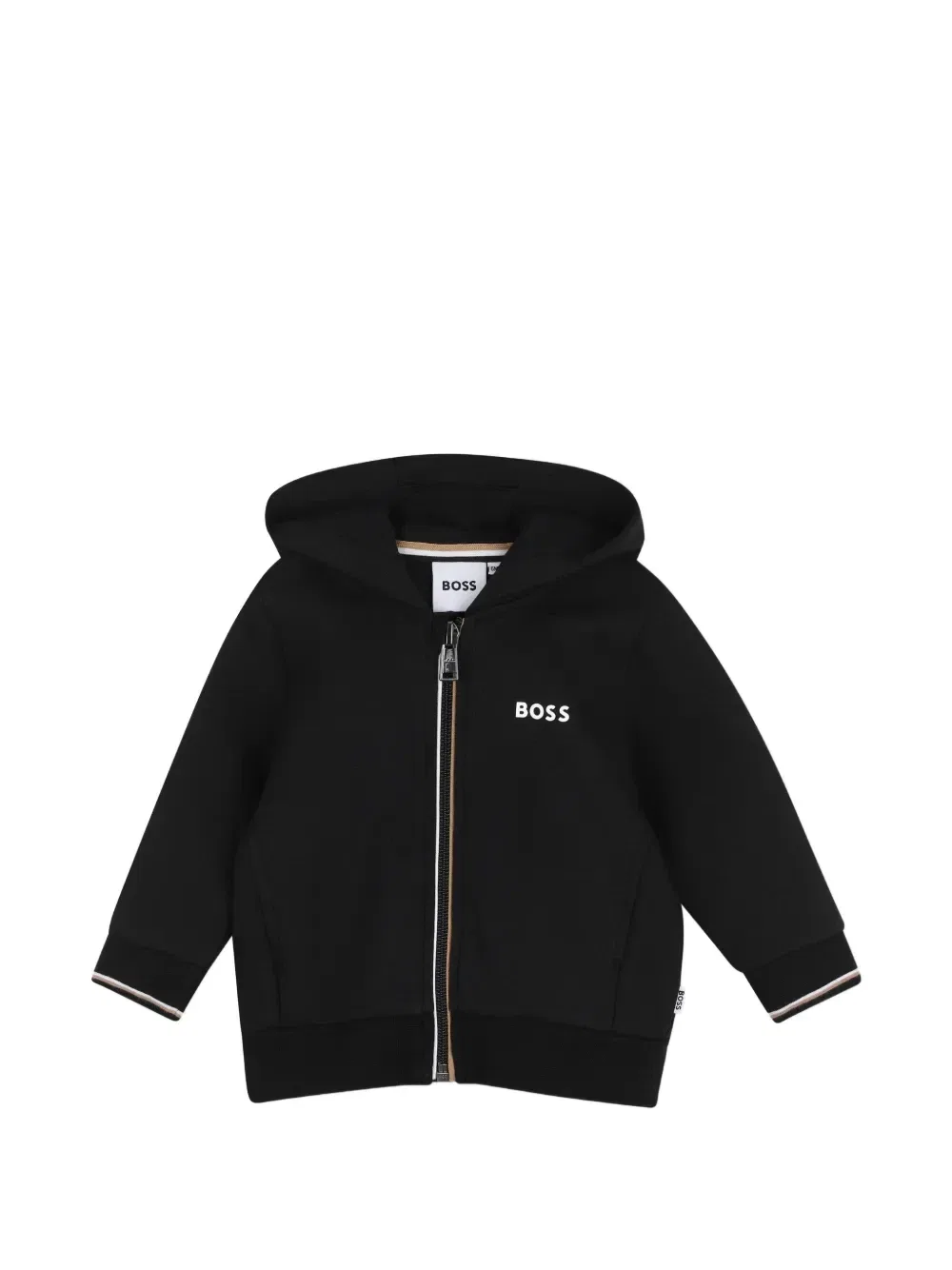 Худи на молнии с логотипом Boss Kidswear, черный