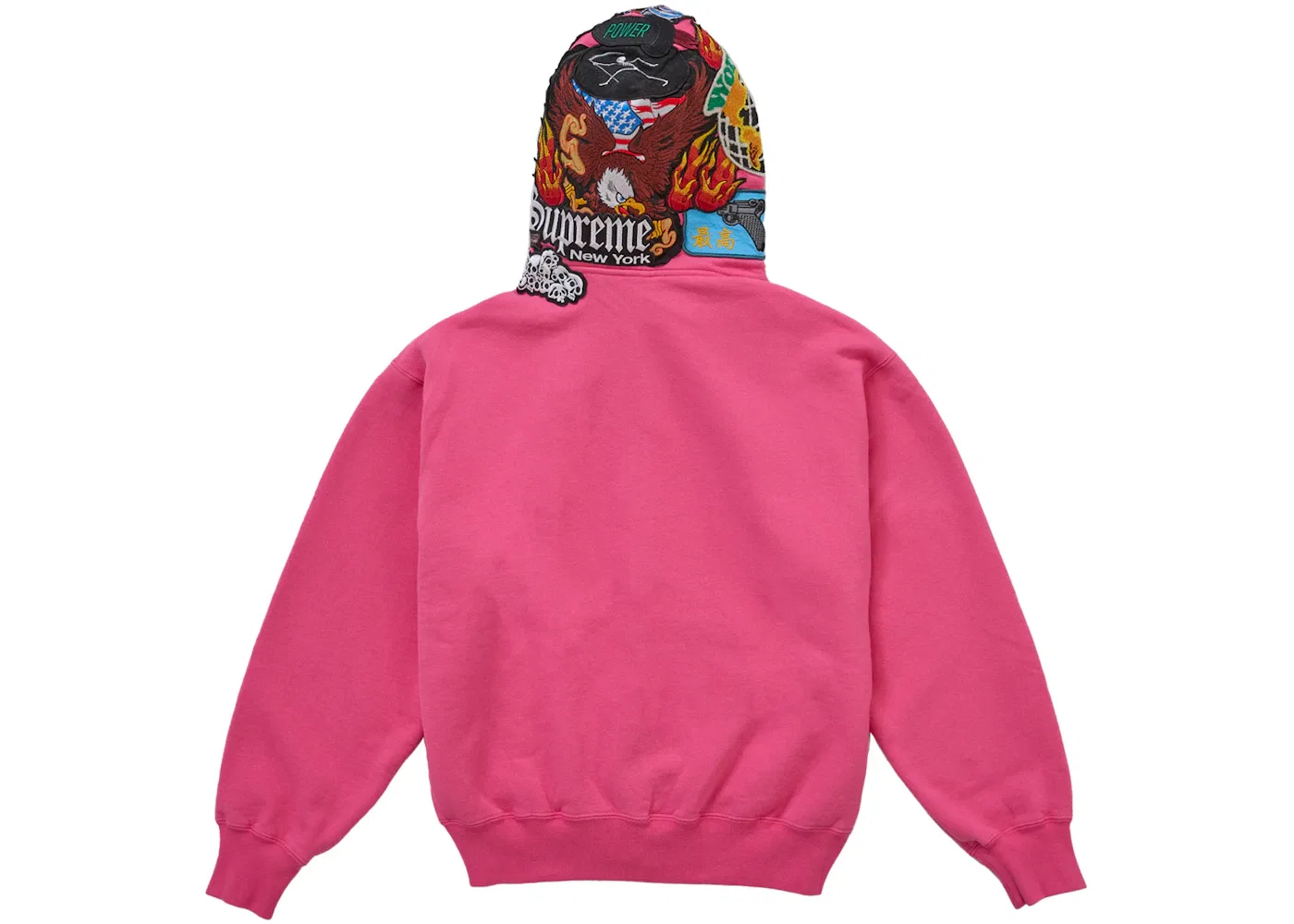 Мужское худи на молнии с патчами Supreme, розовый — фото 2
