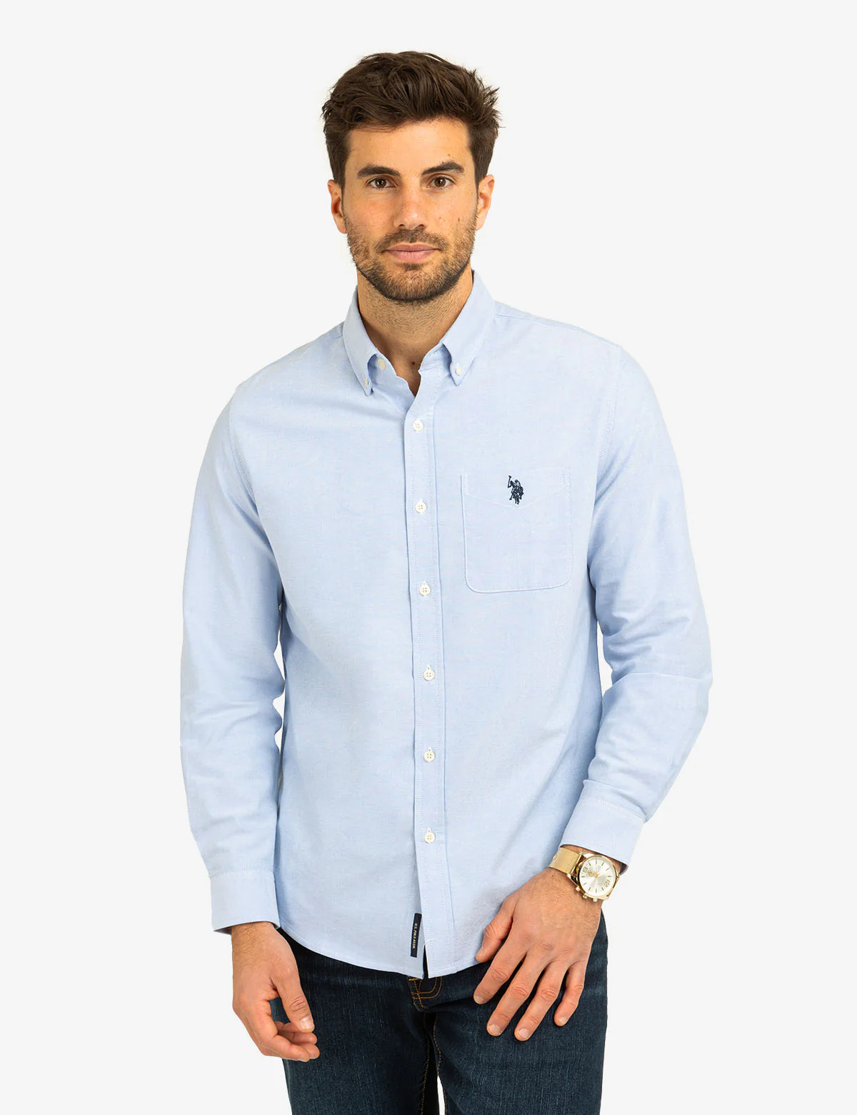 

Рубашка U.S. Polo Assn Long Sleeve Stretch Oxford, светло-голубой