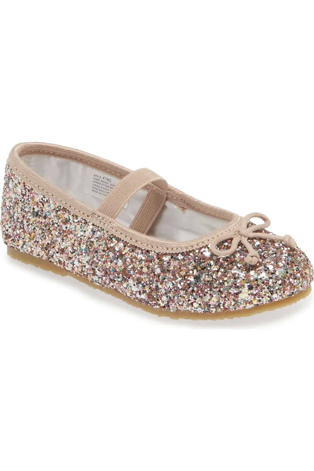 Детские туфли с блестками и бантом Victoria L'AMOUR, Glitter Multi Pink
