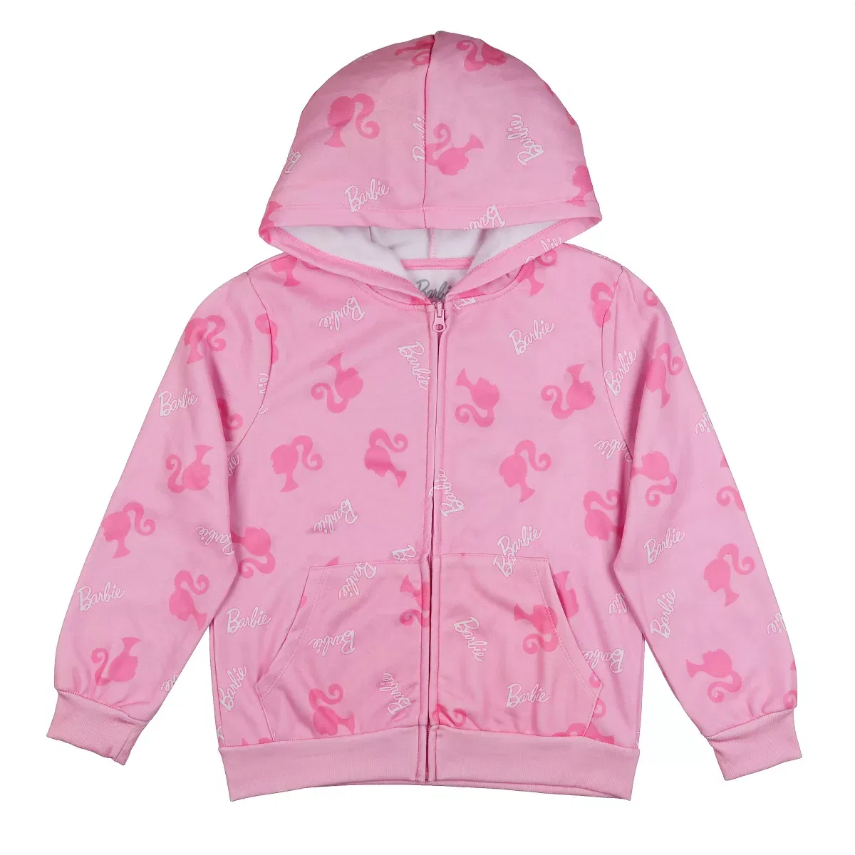 Детская худи с принтом Seven Times Six Barbie Hoodie Girls' Logo Design Full-Zip Hooded Sweatshirt, Pink