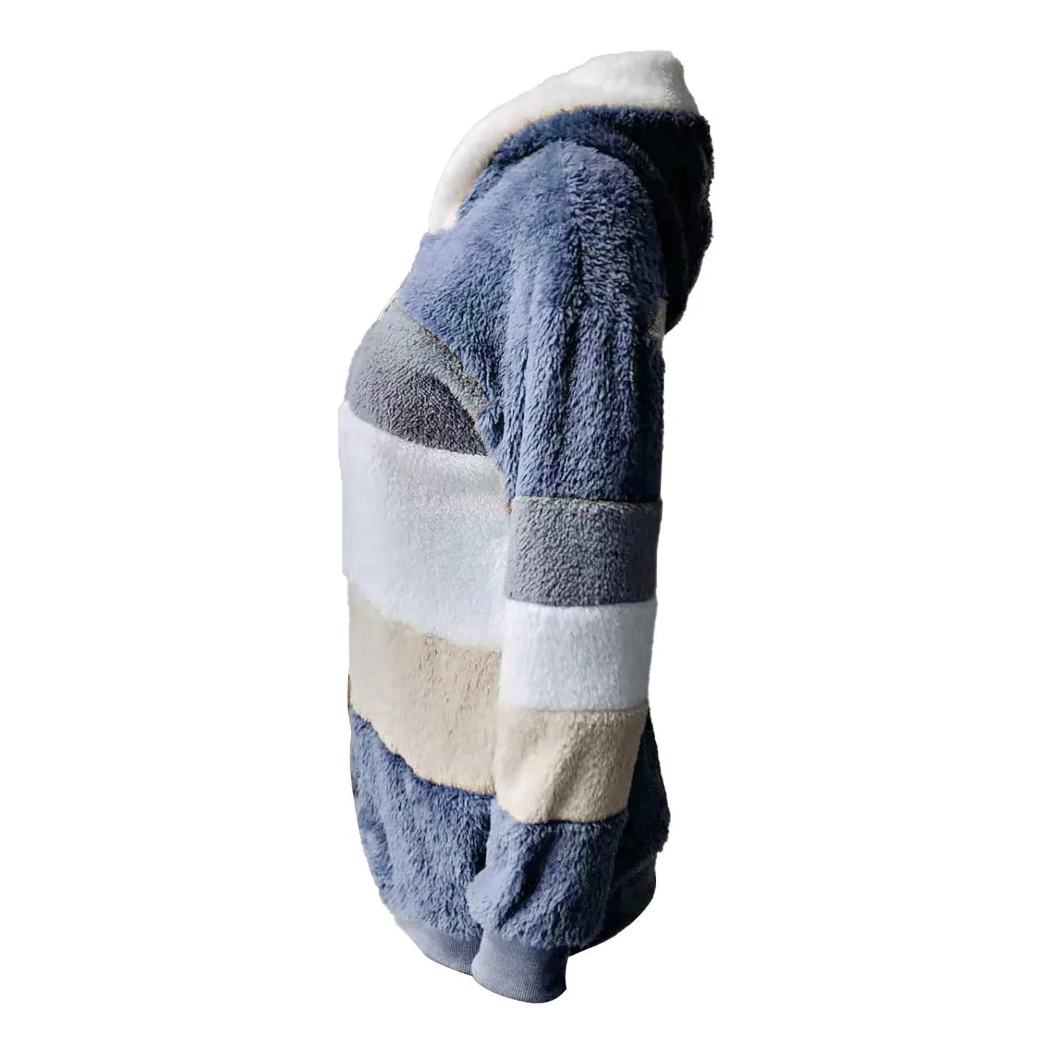 Женская утеплённая куртка из флиса Teddy с капюшоном, оверсайз, A-blu — фото 4