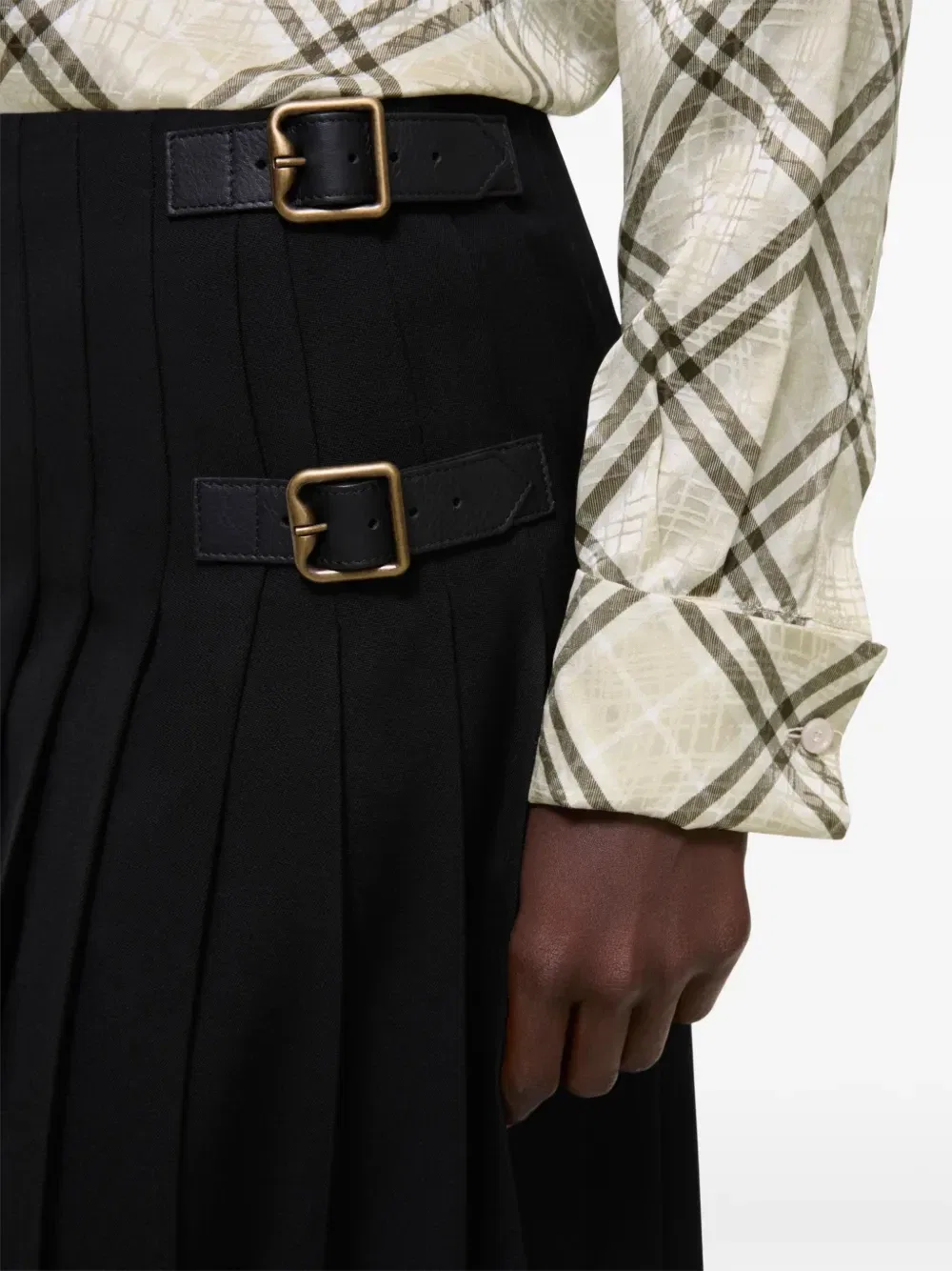 Шерстяной килт миди BURBERRY, черный — фото 3