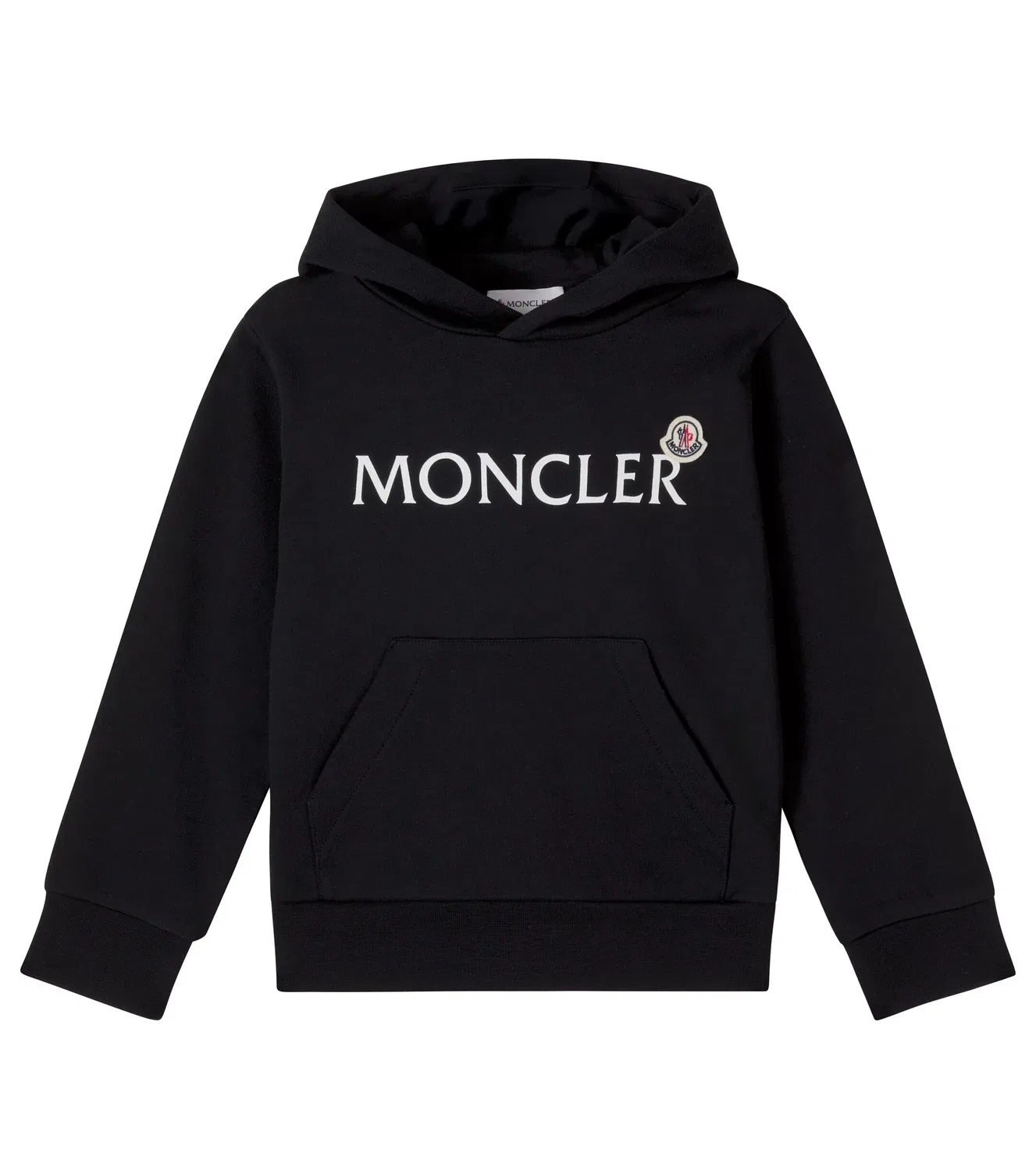 Худи хлопковое с капюшоном Moncler Enfant, черный