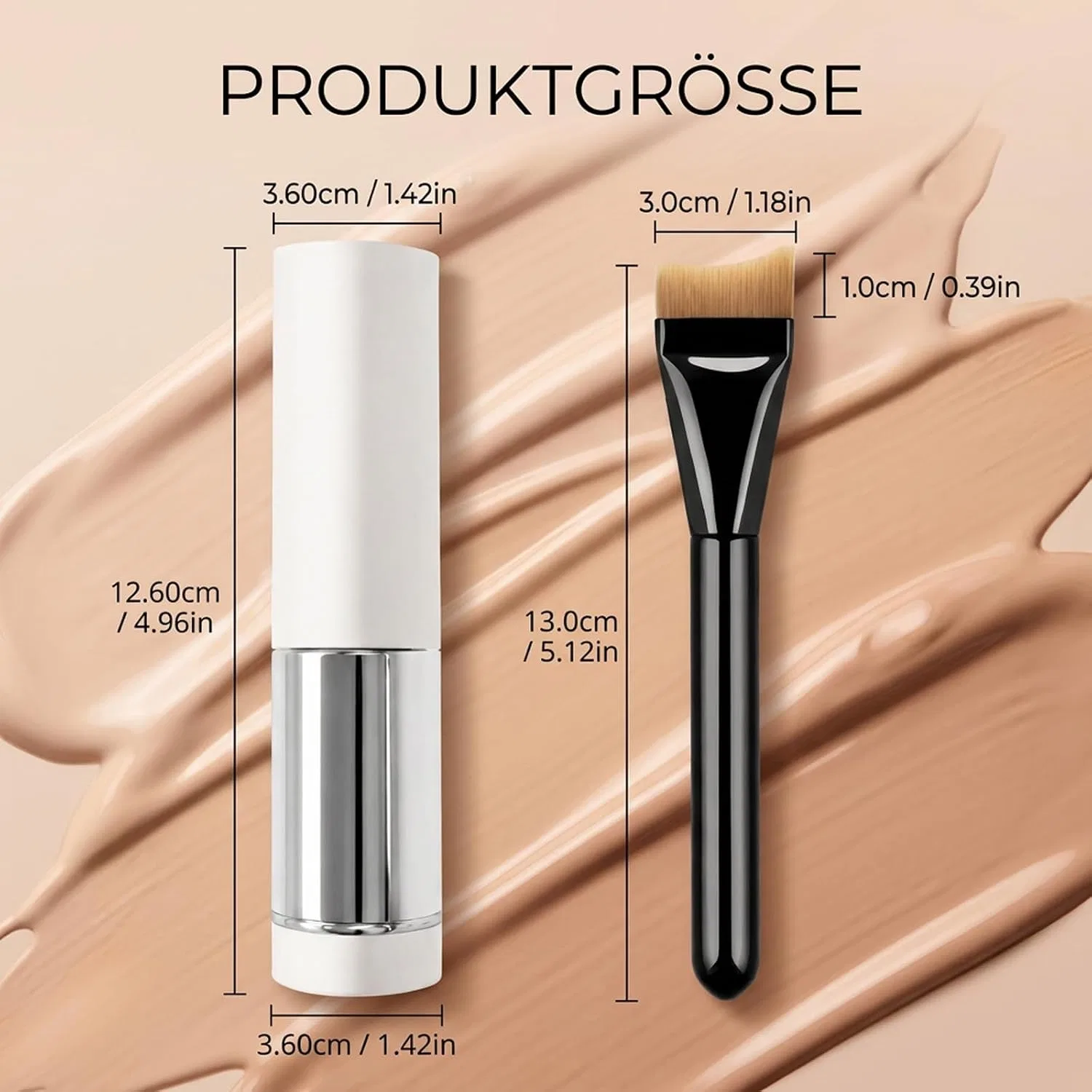 Foundation Stick с изменяющимся цветом YQOPDEBD, набор с кистью, 50 г, Naturfarbe — фото 2