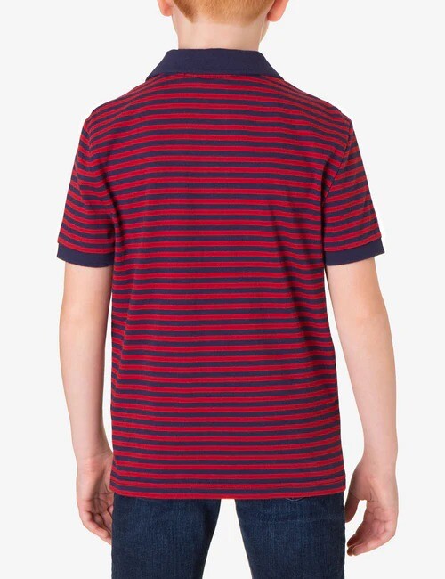 Футболка поло U.S. Polo Assn. Boys Yarn Dye Multi Stripe, красный — фото 2