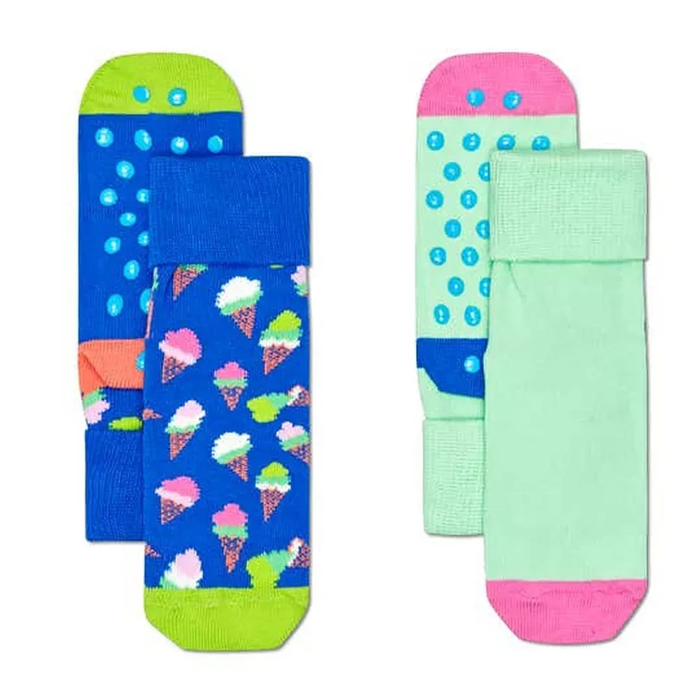 Носки детские противоскользящие Ice Cream 2 пары Happy Socks, зеленый