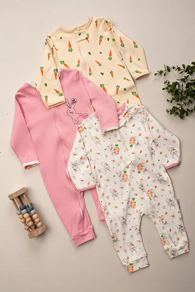 Детский комбинезон для девочек с принтом 3-предметный набор Defne Lina Baby, Multicolor
