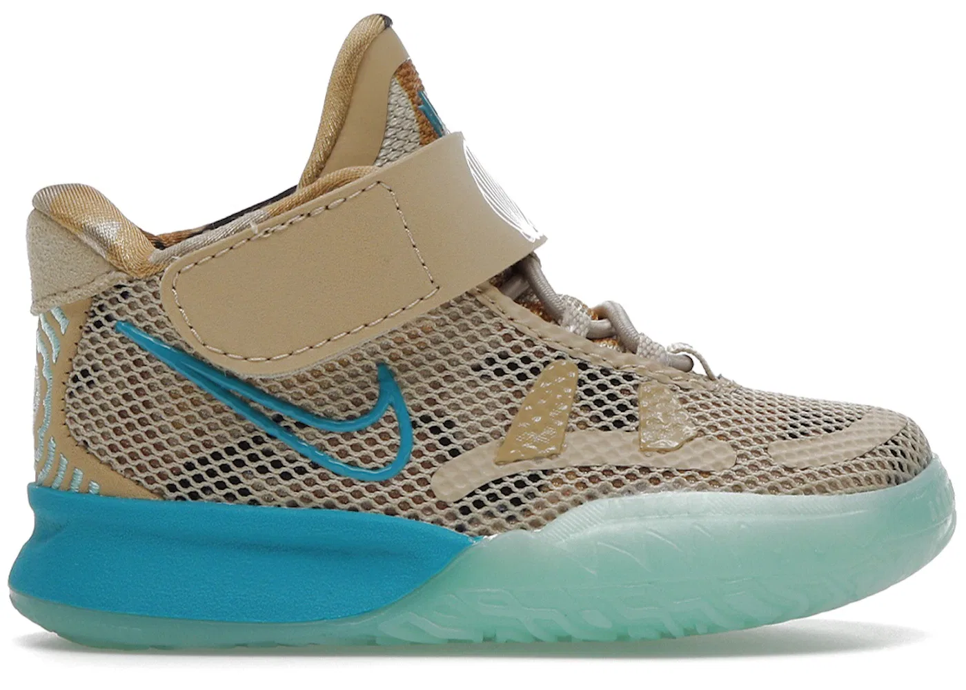 Детские кроссовки для мальчиков баскетбольные Nike Kyrie 7, Grain/Tropical Twist/Fauna Brown/Aquamarine