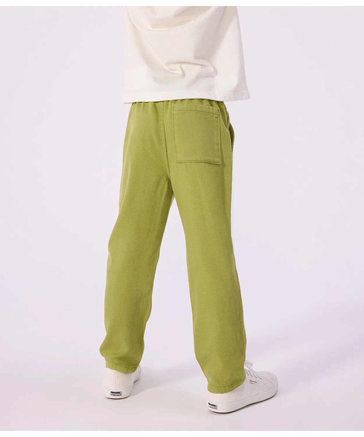 Детские брюки из саржи с эластичным поясом Green PETIT BATEAU — фото 3