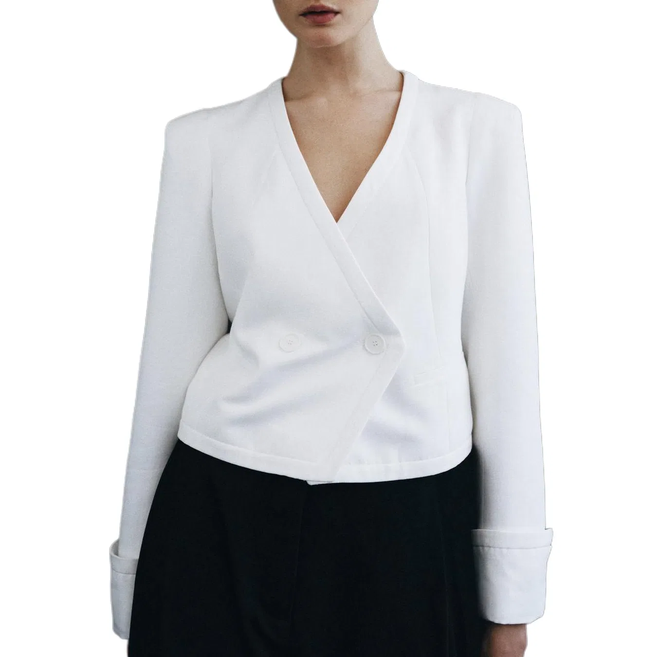 Женский деловой костюм с V-образным вырезом ZARA, Белый — фото 4