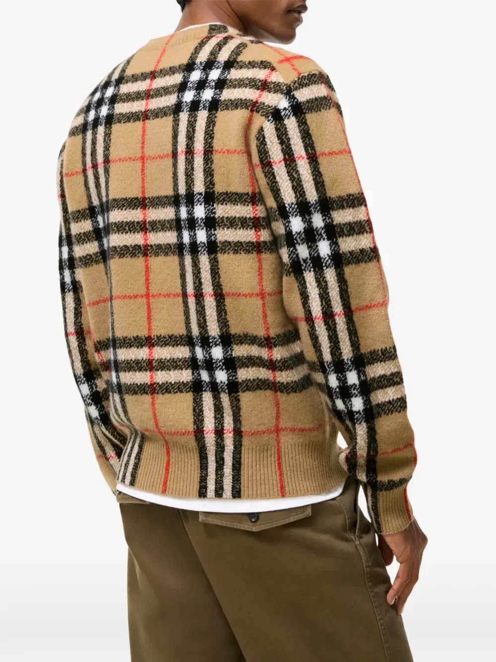 Кашемировый свитер в клетку BURBERRY, бежевый — фото 3