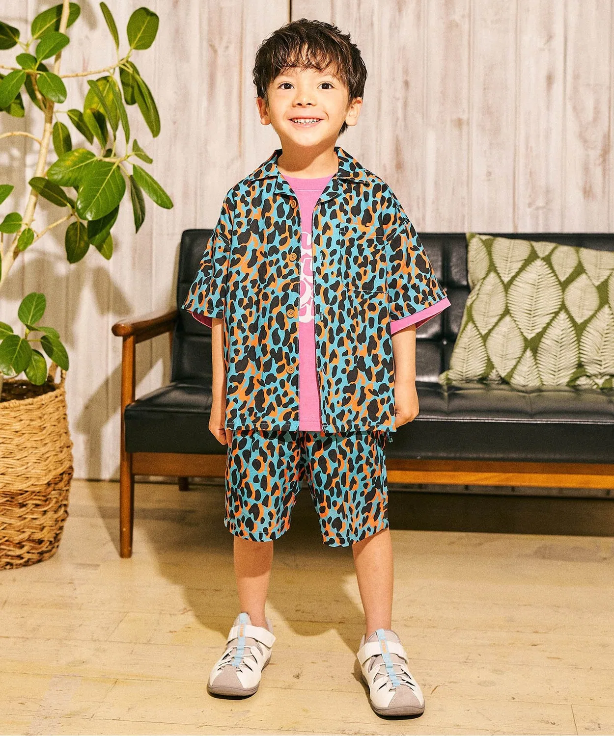 Детские шорты с принтом Алоха, модель 3柄アロハショーツ F.O.KIDS, Orange — фото 4