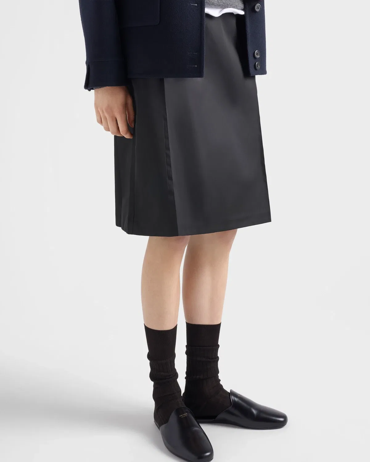 Юбка А-силуэта из нейлона Prada, черный — фото 3